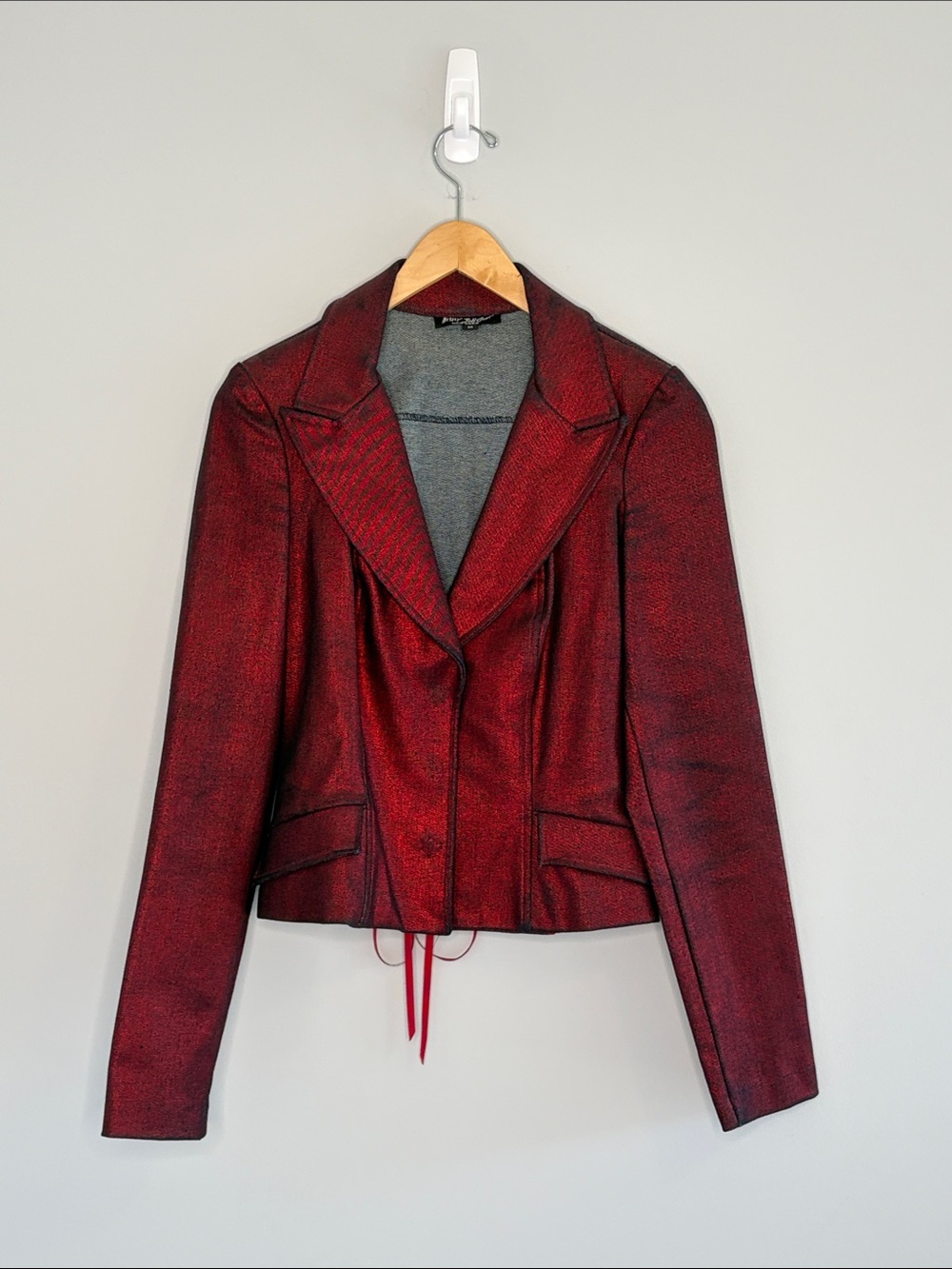 Betsey Johnson Black Label Made in USA Red Shimmer Blazer Coset Back Whimsigoth